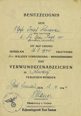 document for the wound badge in black